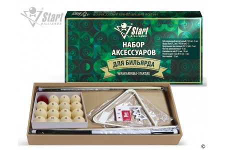 Комплект аксессуаров РП: Кий 2шт., шары Classic 60 мм, треугольник, мостик, разметка 35, мел 12 шт